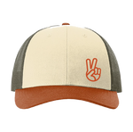 PEACE Cream/Loden Green/Dark Orange Trucker Hat