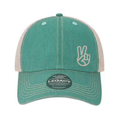 PEACE Aqua/Khaki Youth Old Favorite Trucker Hat